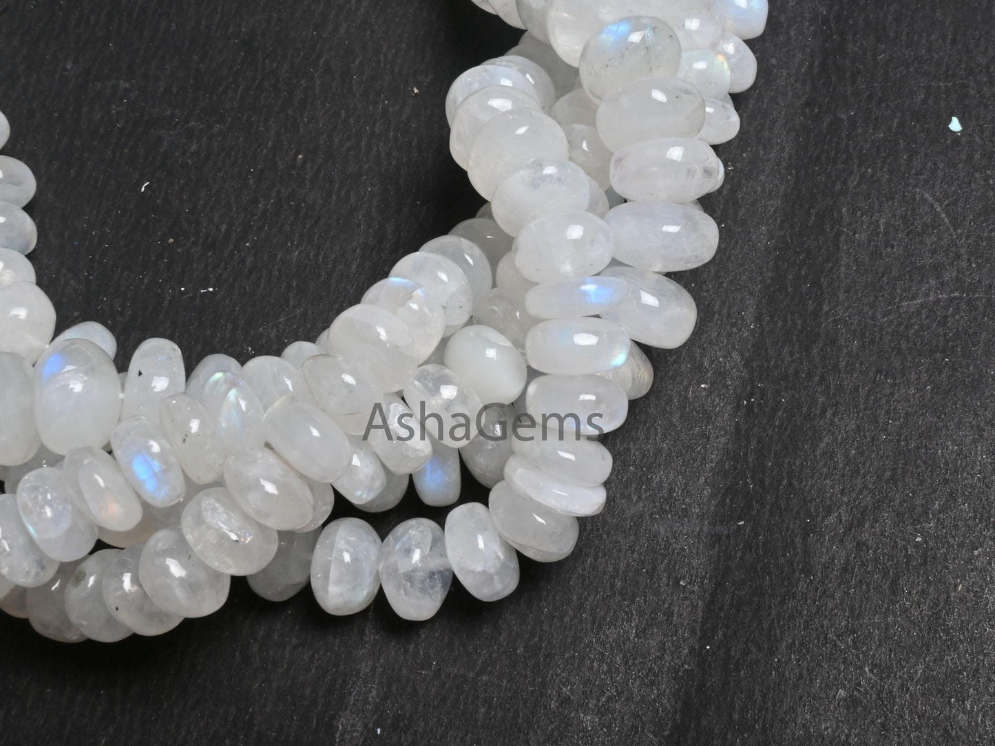 Beautiful Blue Fire Rainbow Moonstone Smooth Rondelle Beads, Fine Flashy White Rainbow Moonstone Plain Handmade Gemstone Beads Jewelry Craft