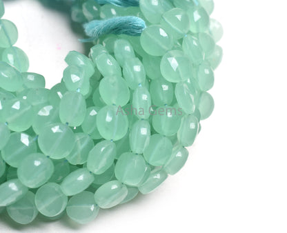 Beautiful Aqua Blue Chalcedony Faceted Coin Shape Beads,8" Strand AAA Chalcedony Faceted Coin Briolette Straight Drill Gemstone Bead Jewelry