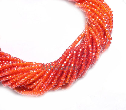 13 Inch Strand Beautiful Shaded Orange Zircon Micro Faceted Rondelle Shape Bead,3.2 mm Cubic Zircon Machine Cut Beads For Jewelry Craft SALE