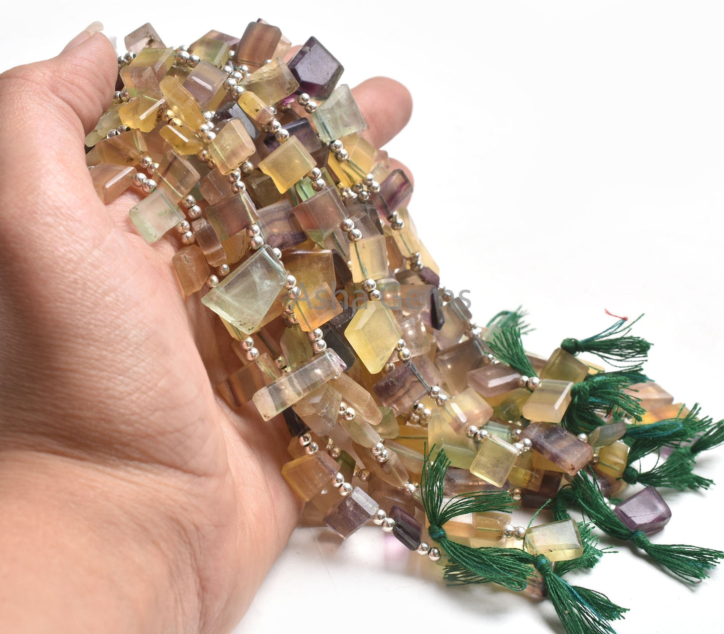 Natural Fluorite Fancy Flat Slice Faceted Gemstone Beads, Multi Fluorite Fancy Uneven Shape Table Cut Side Drill Bead Fluorite Bead Jewelry
