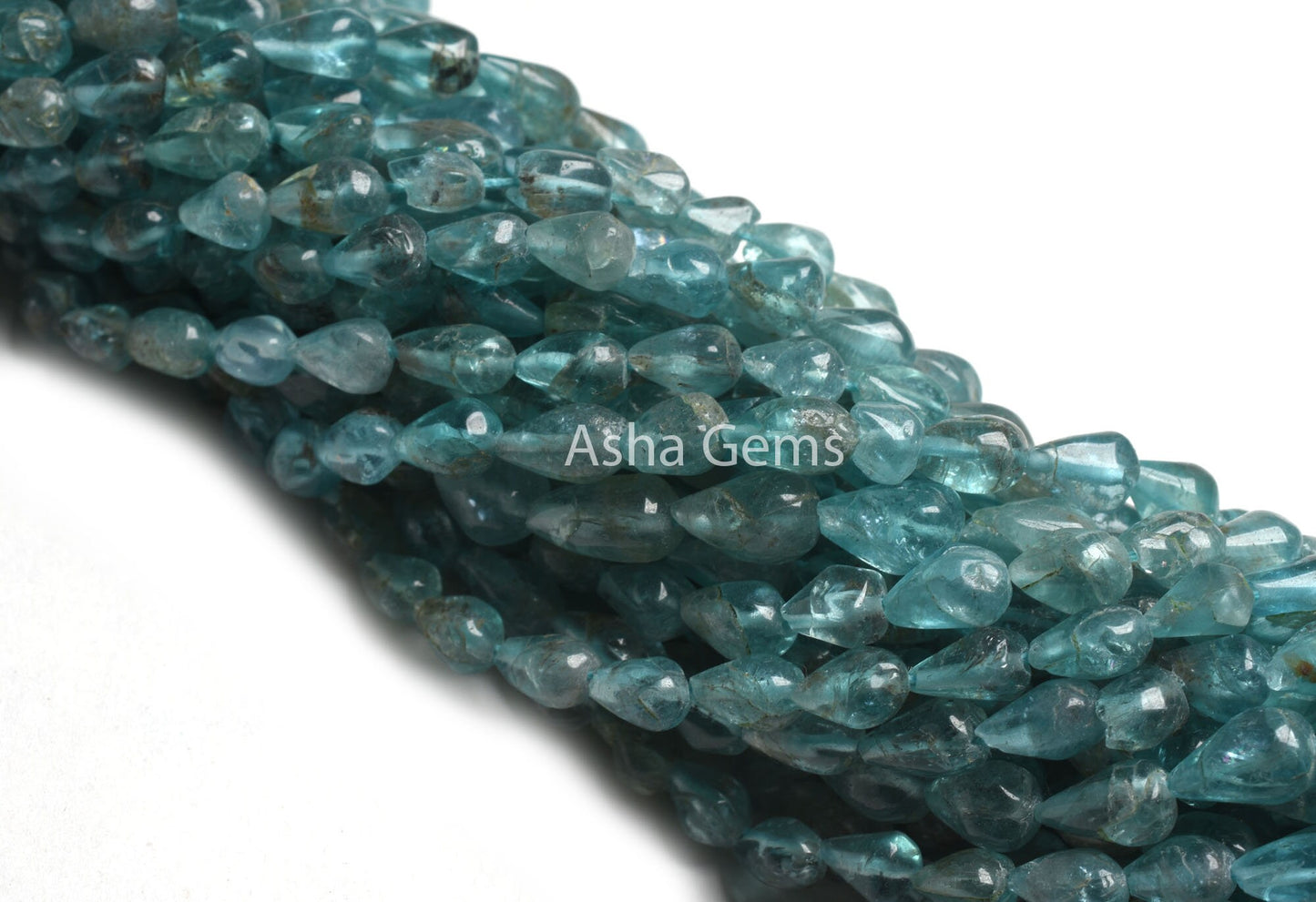 Beautiful Blue Apatite Smooth Drop Gemstone Beads,13" Natural Sky Apatite Handmade Uneven Teardrop Straight Drill Bead, apatite Bead Jewelry