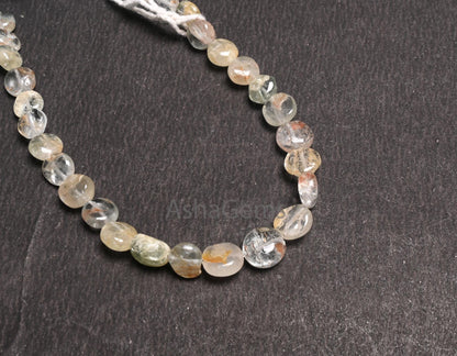 6.5-8 mm Natural Aquamarine Smooth Coin shape Gemstone Beads,8" Bio Aquamarine Plain Coin Handmade Aquamarine Bead Jewelry Making Craft SALE