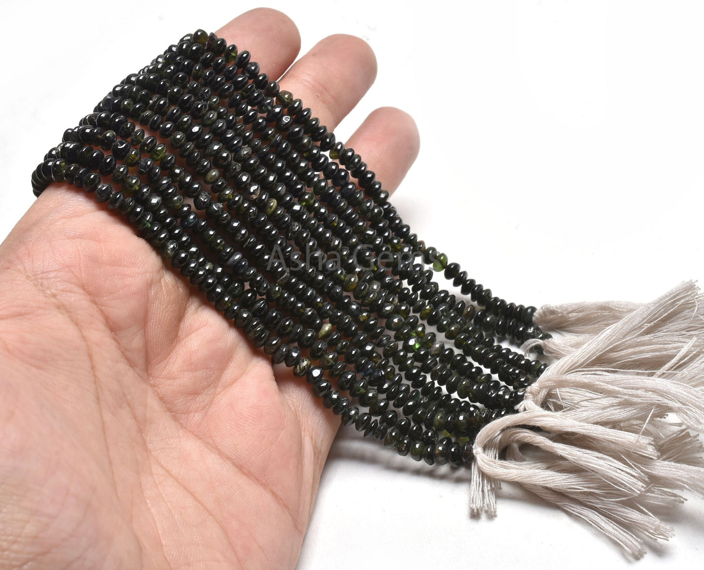 Natural Green Tourmaline Smooth Button Shape Gemstone Beads,13"Strand Tourmaline Handmade Button Center Drill Bead Jewelry Making Craft SALE