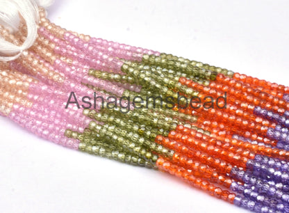 Amazing Zircon Multi Color Rondelle Shape Micro Faceted Beads,13" Strand 3mm Multi Zircon Faceted gemstone Bead cubic Zircon Micro Cut Beads