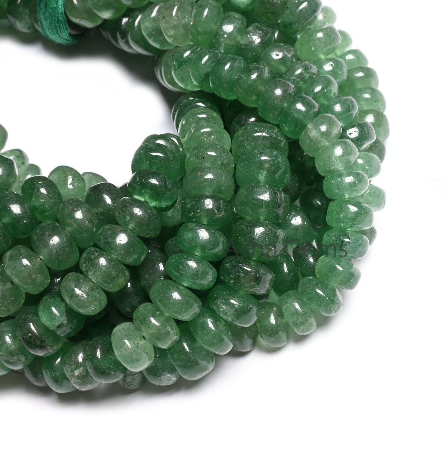 Fine Shaded Green Strawberry Quartz Rondelle Shape Beads,10"Natural Strawberry Quartz Handmade Smooth Gemstone Loose Bead Jewelry Craft SALE