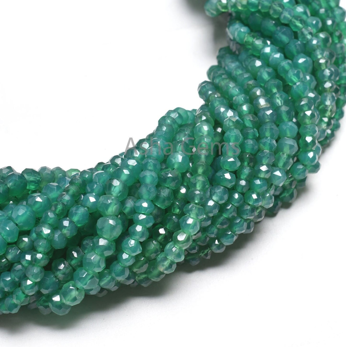 AAA Green Onyx Indian Machine Cut Gemstone Loose Beads,13"Strand Green Onyx Faceted Rondelle Shape Beads, Green Onyx Bead Jewelry Craft SALE