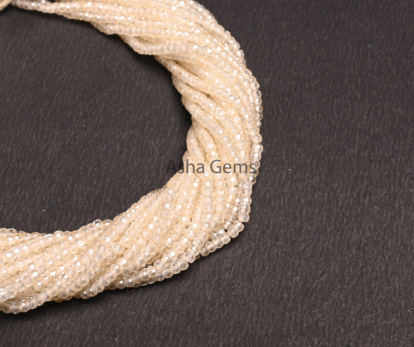 Beautiful Milky Cream White Zircon Micro Cut Faceted Rondelle Beads,3 mm Ivory White Cubic Zircon Machine Cut Beads Zircon Bead Jewelry SALE
