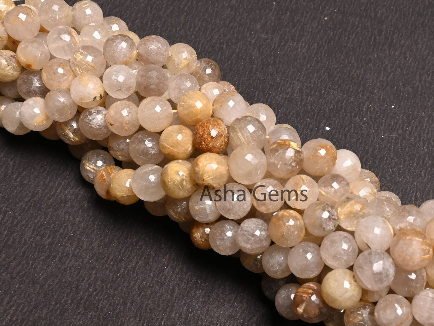 Beautiful Golden Rutile Faceted Round Shape Gemstone Beads, Natural Golden Rutile Indian Cut Round Ball Rutile Beads Jewelry handicraft SALE