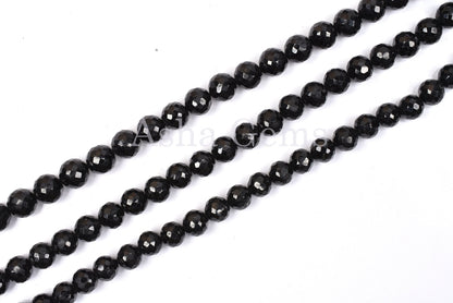 AAA Quality Black Spinel Faceted Round Ball Beads,9" Strand Natural Spinel Beads, Black Spinal Machine Cut Round Gemstone Beads Jewelry SALE