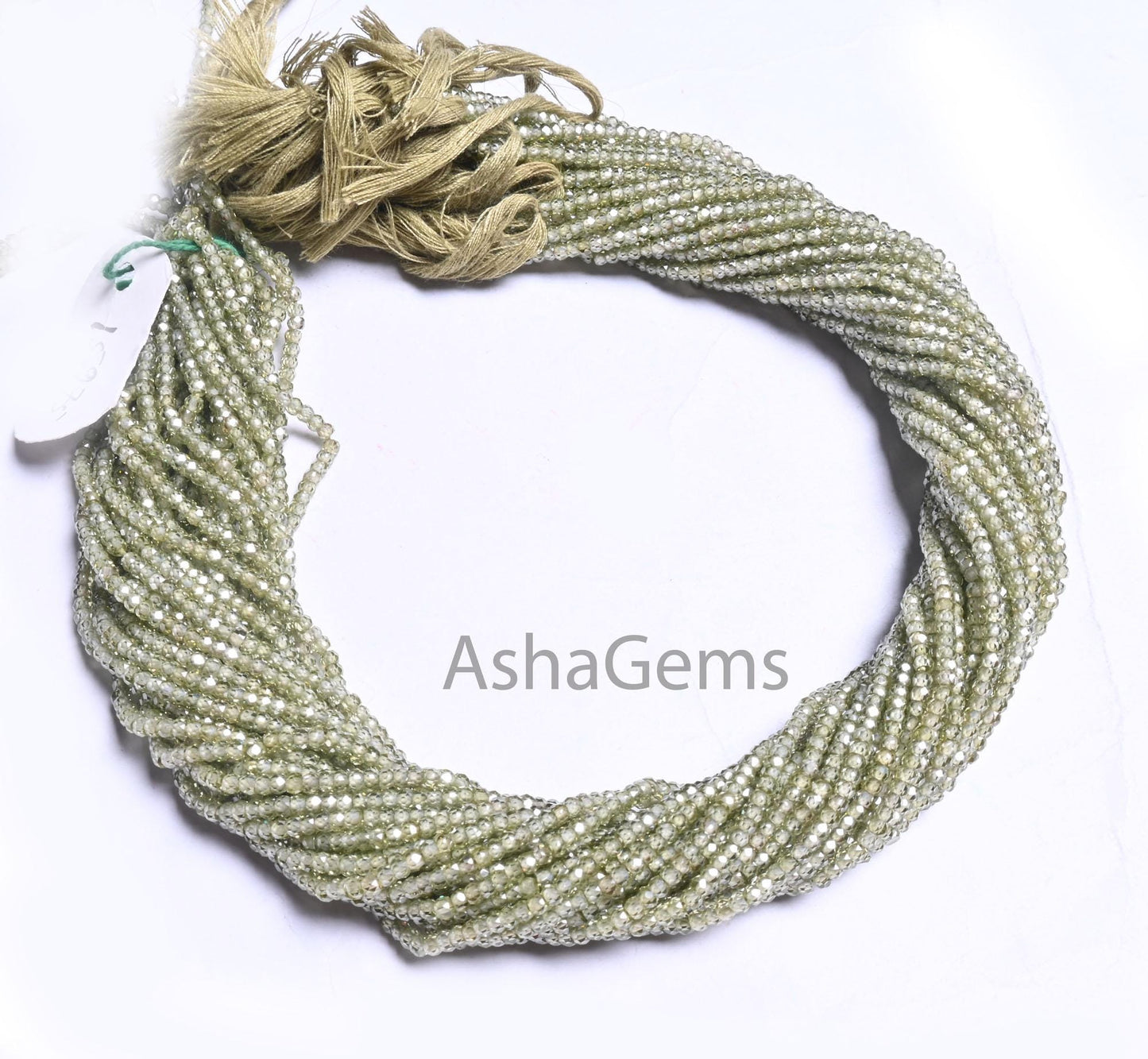 AAA Quality Green Zircon Micro Faceted Beads,2.50 mm Light Olive Green Cubic Zirconia  Machine Cut Rondelle Zircon Beads Jewelry Crafts SALE