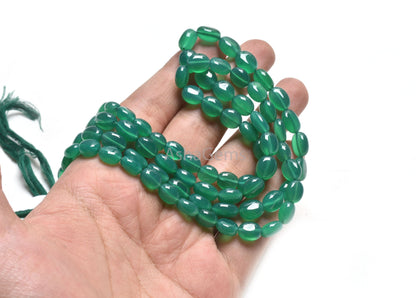 Fine Quality Green Onyx Smooth Oval Handmade gemstone Beads,16" Strand  Green Onyx Oval Straight Drill Beads, Onyx Beads Jewelry Crafts SALE