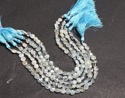 Natural Light Aqua Blue Aquamarine Coin Uneven Shape handmade Beads,8" Aquamarine Smooth Coin Gemstone loose Beads Jewelry making Craft SALE