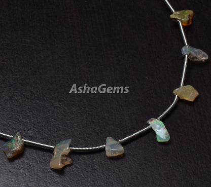 Natural Ethiopian Opal uneven shape Gemstone, 7.5" Strand Welo Fire Ethiopian Opal Rough Beads, Opal Crystal, Multi Fire, Opal Raw, Craft