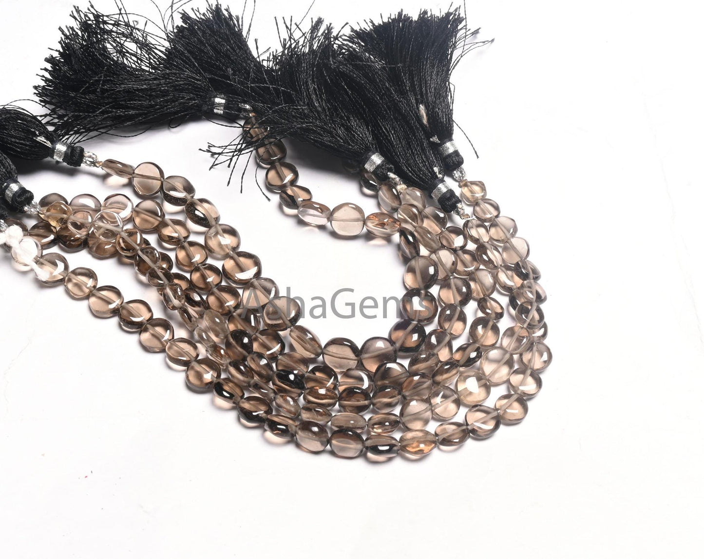 Fine Quality Smoky Quartz Smooth Coin Shape Gemstone Beads, Natural Shaded Smokey Plain Handmade Coin Straight Drill Smoky Bead Jewelry SALE
