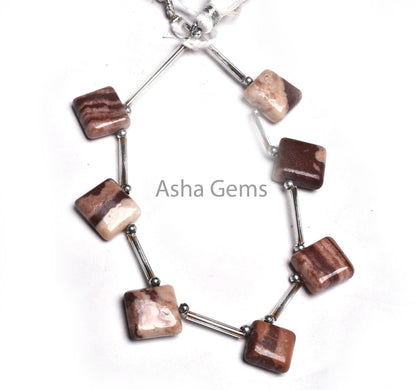 Beautiful Brown Jasper Fancy Square Side Drill Beads,5 Piece Strand Natural Picture Jasper Smooth Handmade Square Gemstone Bead Jewelry SALE