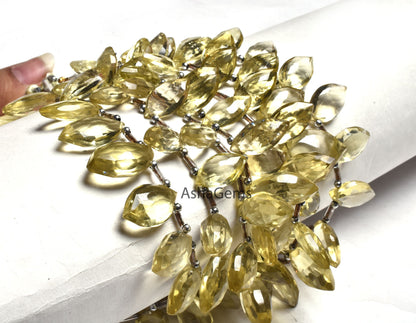 AAA Quality Lemon Quartz Faceted Marquise Shape Gemstone Beads, Lemon Marquise Beads, Lemon Faceted Marquise Briolette Beads Jewelry makings
