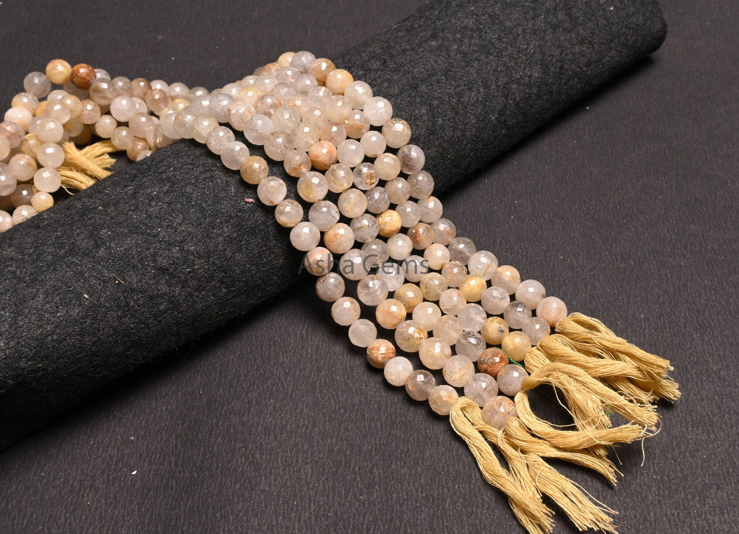Beautiful Golden Rutile Faceted Round Shape Gemstone Beads, Natural Golden Rutile Indian Cut Round Ball Rutile Beads Jewelry handicraft SALE