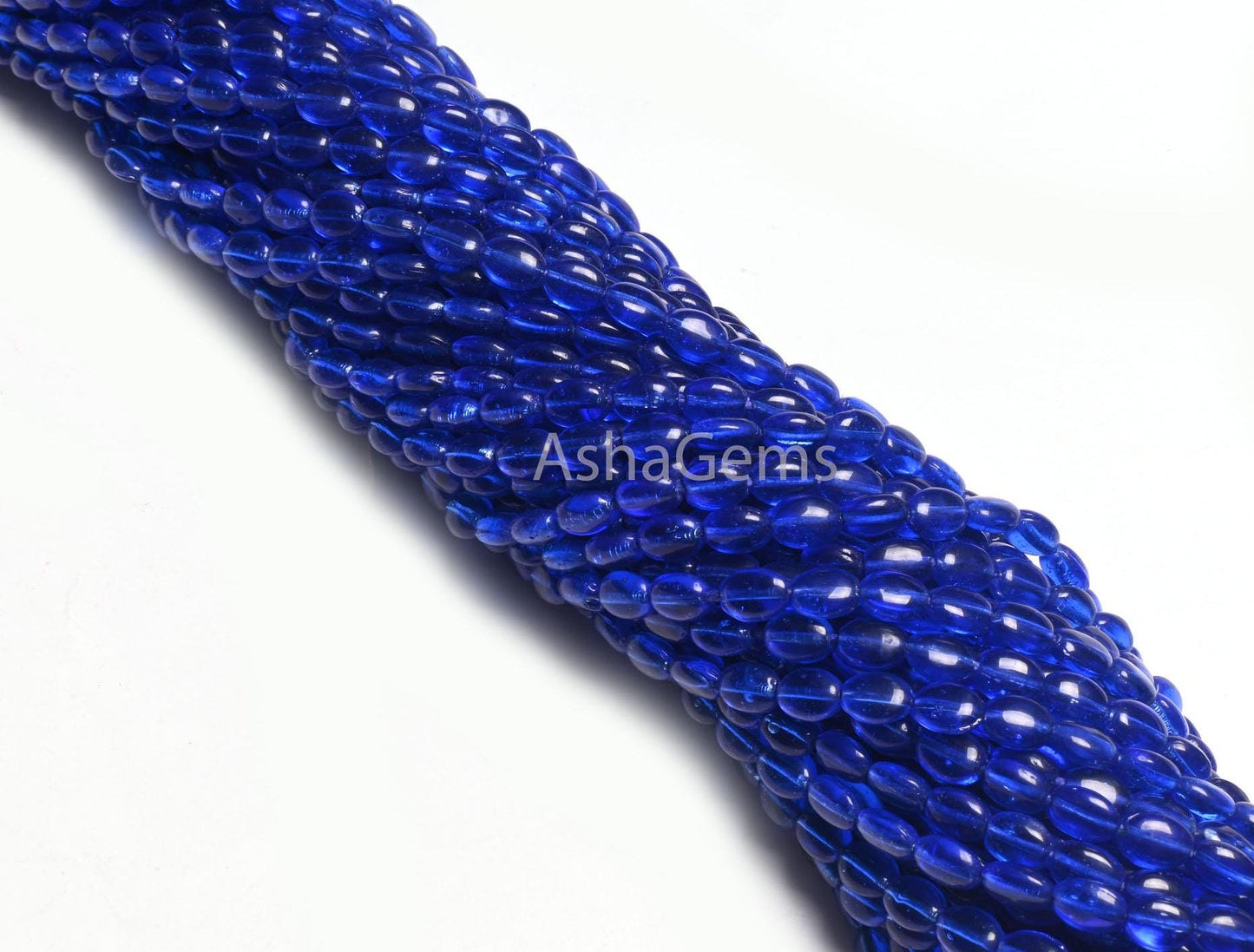 13" Strand Beautiful Royal Blue Color Hydro Smooth Oval Shape Beads,5.5-7.5 mm Blue Hydro Plain Handmade Oval Bead Jewelry Making Craft SALE