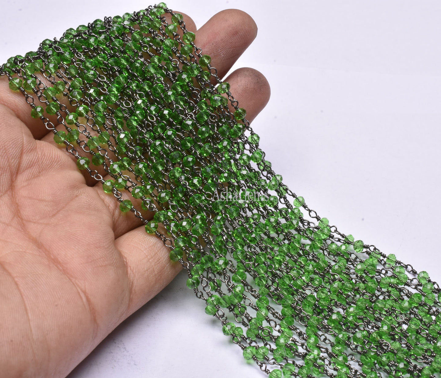 3,5,10,25,Ft Peridot Hydro Faceted Rondelle Beads Rosary Chain Black Plated Wire Wrapped Jewelry Finding Gunmetal Chain 3.5mm Necklace Chain