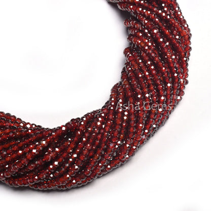 AAA Quality Maroon Red Zircon Micro Cut Faceted Rondelle Gemstone Bead,12.5"Red Cubic Zirconia Machine Cut Beads Jewelry Necklace Craft 3 mm