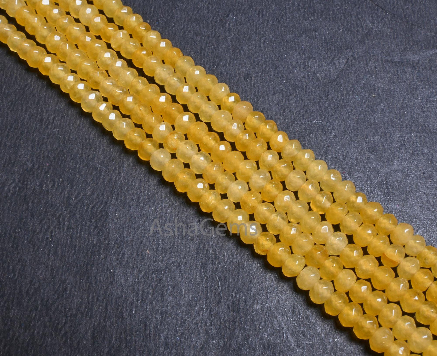 6 mm Fine Yellow Jade Quartz faceted Rondelle Shape Beads, Beautiful Pastel Yellow Jade machine cut Gemstone Beads Jewelry Making Craft SALE