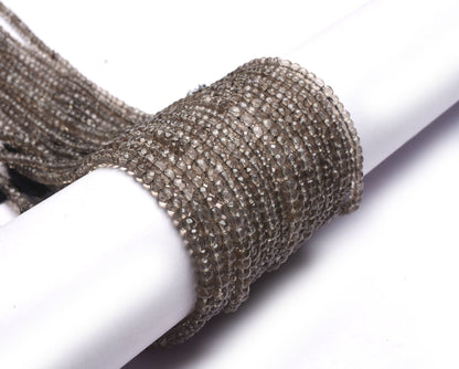 AAA Quality Natural Smoky Quartz Faceted rondelle Beads,13"Strand light Smoky Machine Cut Beads Gemstone smoky bead For Jewelry Making Craft