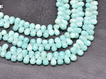 Natural Amazonite Faceted Drops Shape Beads,7-10 mm AAA Peruvian Amazonite Teardrop Briolette Gemstone Beads, Amazonite Bead Jewelry Crafts