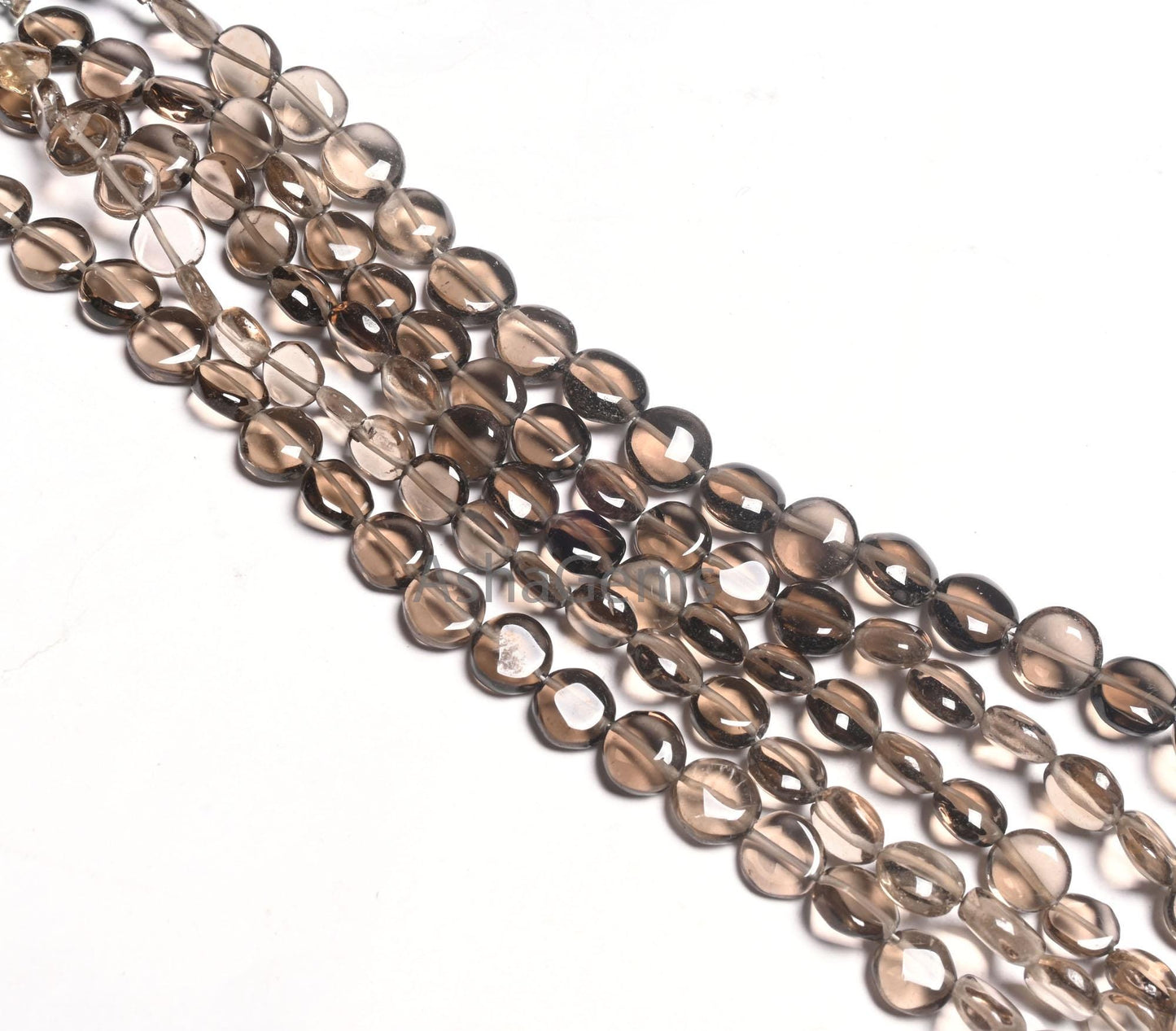 Fine Quality Smoky Quartz Smooth Coin Shape Gemstone Beads, Natural Shaded Smokey Plain Handmade Coin Straight Drill Smoky Bead Jewelry SALE