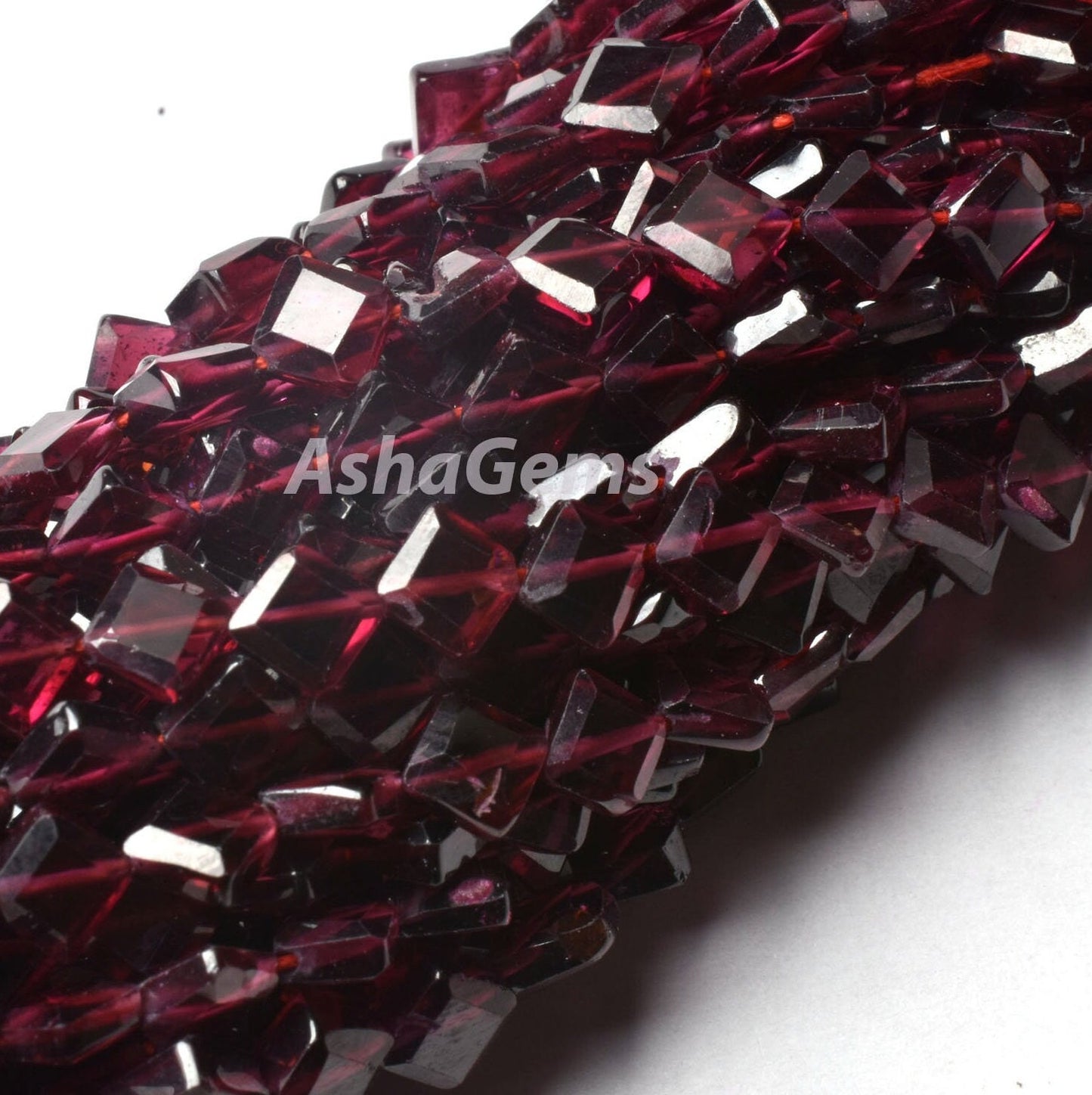 Natural Garnet Faceted Fancy Shape Beads, Red Garnet Flat Square Fancy Drill Gemstone Beads,12 Inch Garnet Beads For Jewelry Making Craft