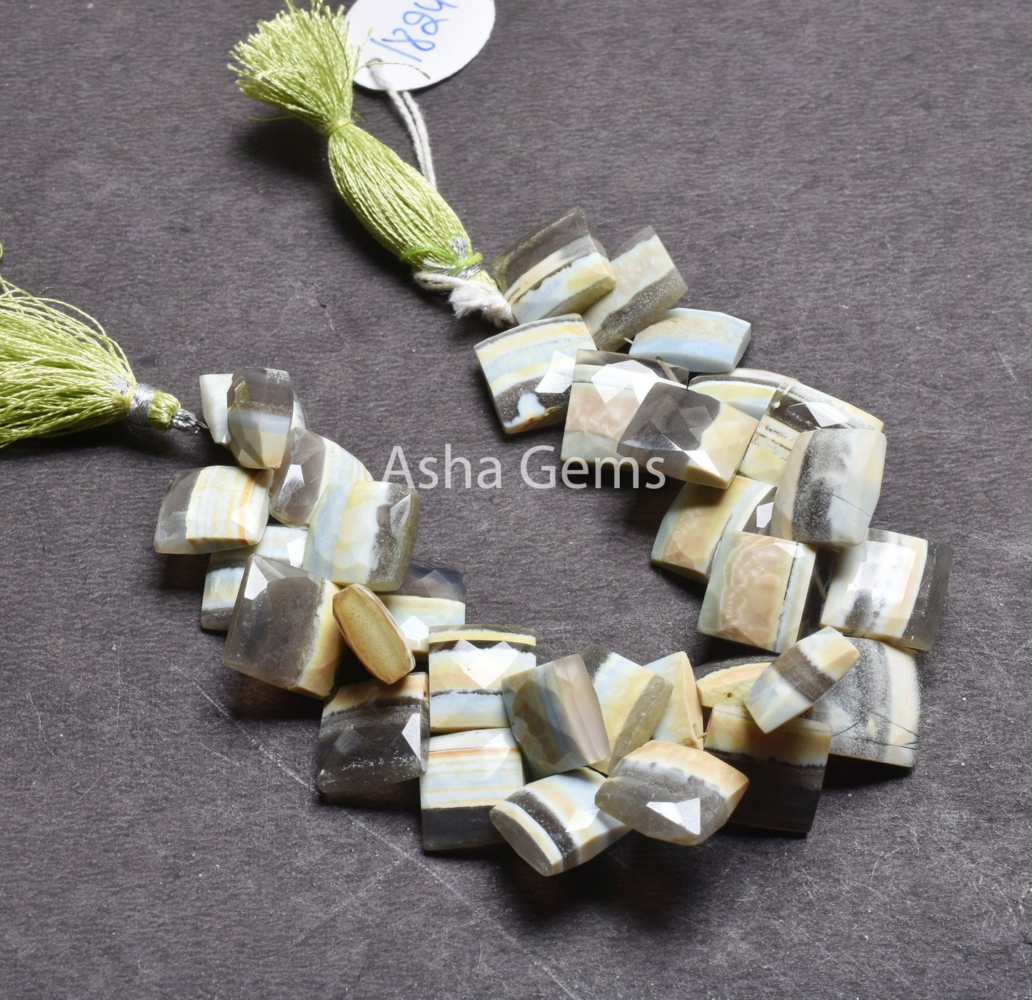 13-15 mm Beautiful Boulder Opal Square Faceted Beads,8" Lemon boulder Opal Fancy Kite Gemstone Briolette Side Drill Bead Jewelry Craft SALE