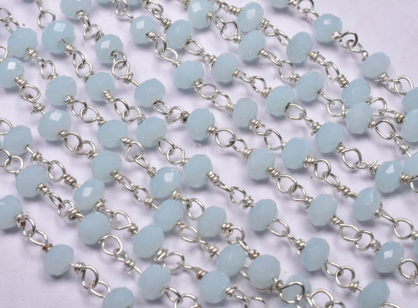 3,5,10,50 Feet Aqua Chalcedony Hydro Rondelle Faceted Beaded Rosary Chain gold Silver black Plated Wire Jewelry Making Finding,Size 3-3.5 mm