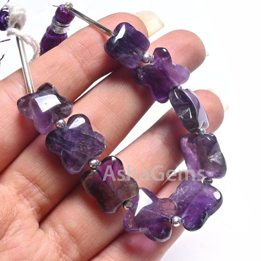 Purple Amethyst Fancy Carved Flower Shape Gemstone Beads,12-15mm Natural Amethyst Carve Square Smooth Straight Drill Bead Jewelry Craft SALE