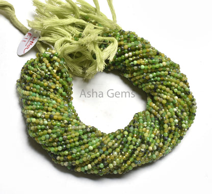 3.2 mm Green Opal Machine Cut Faceted Rondelle Shape Beads, Raw Green Opal Micro Cut Gemstone Beads, Fine Green Opal Bead Jewelry Craft SALE