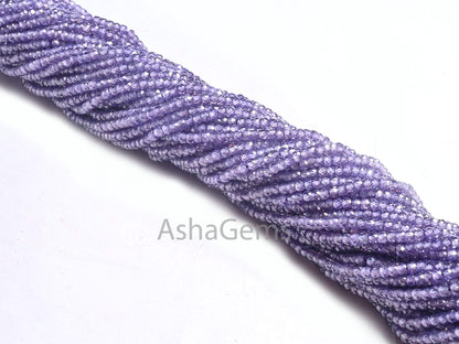 AAA Quality Light Purple Zircon Micro Cut Rondelle Faceted Beads,3mm Cubic Zircon Beads, Purple Blue Zircon Bead Jewelry Necklace Craft SALE