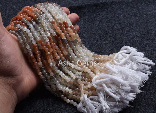 Natural Moonstone Smooth Round Shape Gemstone Beads,13"Strand Multi Moonstone Round Ball Beads,5,5.5mm AAA Moonstone Bead Jewelry Craft Sale