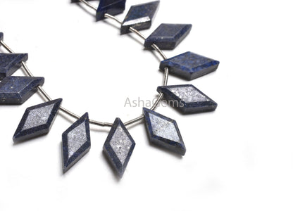 Natural Blue Lapis Faceted Rhombus Shape Beads,8-16 mm Fine lapis Lazuli Fancy Side Drill Gemstone Beads, Lapis Beads Jewelry Making Crafts