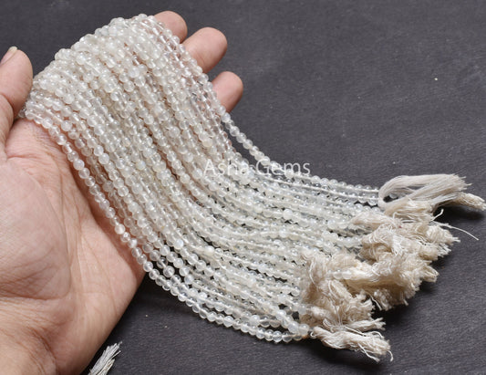 13"Strand Natural White Moonstone Smooth Round Gemstone Beads,4,4.5 mm AAA Quality Milky Moonstone Round Ball Beads Jewelry Making Moonstone