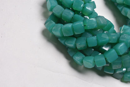 Beautiful Green Onyx 3D Cube Box Shape Gemstone Beads,8" Green Onyx Faceted Cube Beads, Onyx Indian Cut Box Bead For Jewelry Handicraft SALE