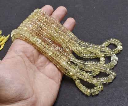 Fine Lemon Quartz Smooth Rondelle Shape Gemstone Beads,18"Strand Natural Lemon Plain Handmade Gemstone Beads Natural Lemon Bead Jewelry SALE