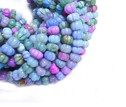 Beautiful Multi Blue Pink Opal Carved watermelon Gemstone Beads, Mix Color Disco Opal carving Pumpkin Handmade Shaded Opal Bead Jewelry SALE