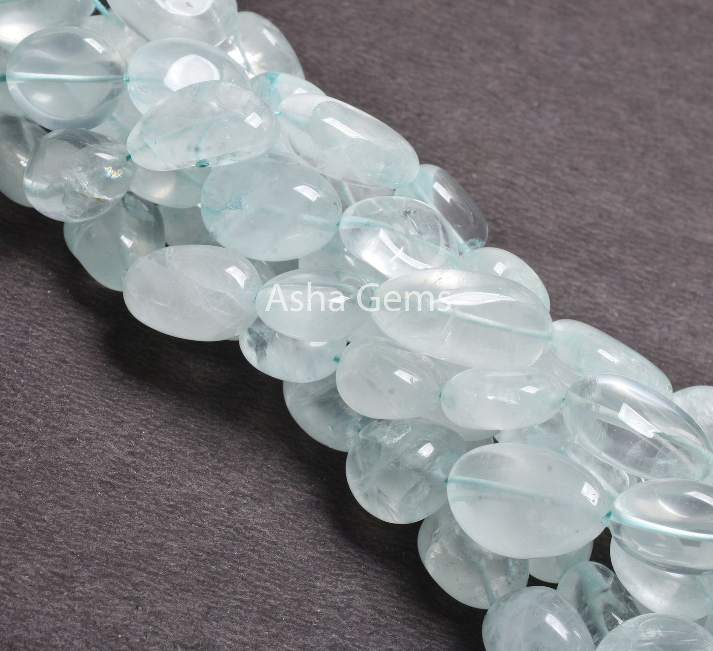 13" Strand Blue Aquamarine Smooth Handmade Nugget Gemstone Beads, Natural Aquamarine Uneven Tumble Straight Drill Loose Beads Jewelry Crafts (22245)