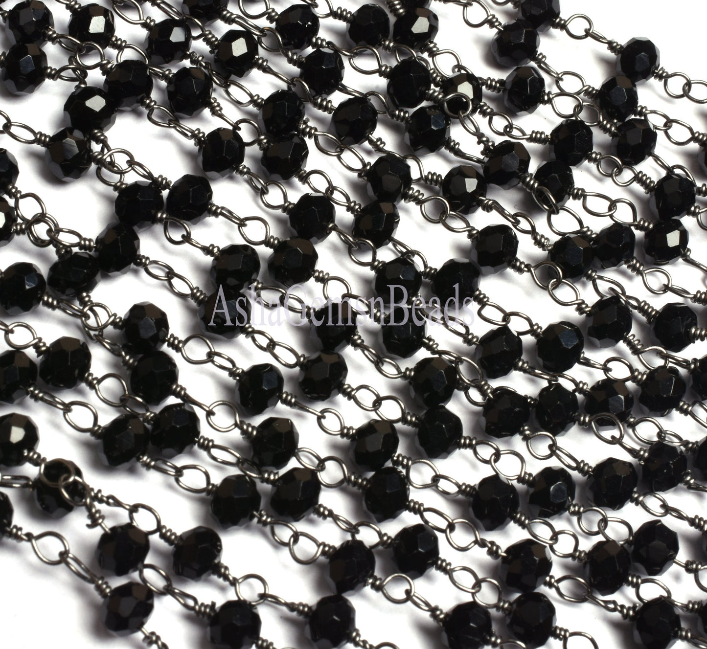 3,5,10,25,50 Feet, Gunmetal Black Spinel Hydro Faceted Rondelle Beaded Rosary Chain Jewelry Making Finding Wire Wrapped Chain,4mm,Chain Sale