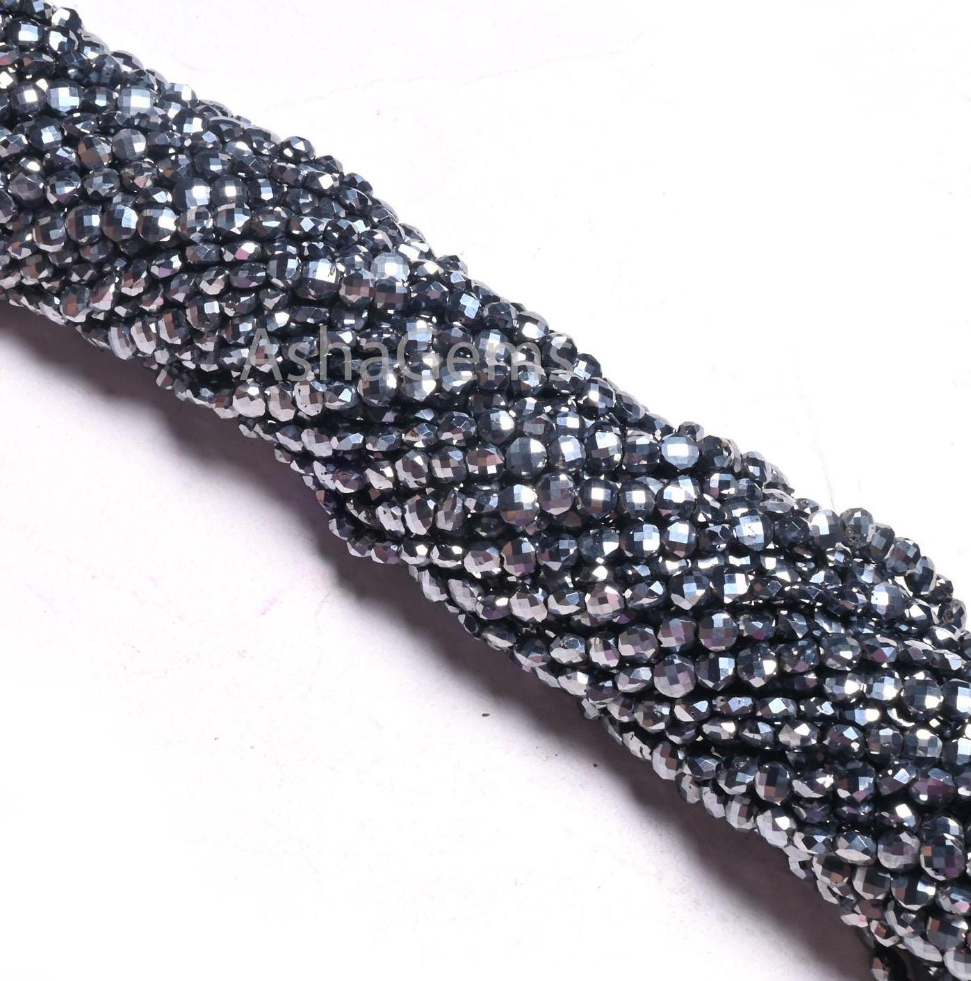 Beautiful Terra Hertz Faceted Coin Shape Beads,4 mm Silver Grey Black terahertz Briolette Gemstone Coin Tiny Beads Jewelry Making Craft SALE