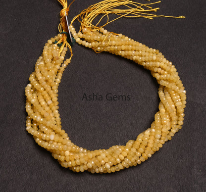 Beautiful Yellow Jade Quartz faceted Rondelle Shape Beads,4.5 mm Fine Jade Quartz machine cut Gemstone Loose Beads Jewelry Making Craft SALE