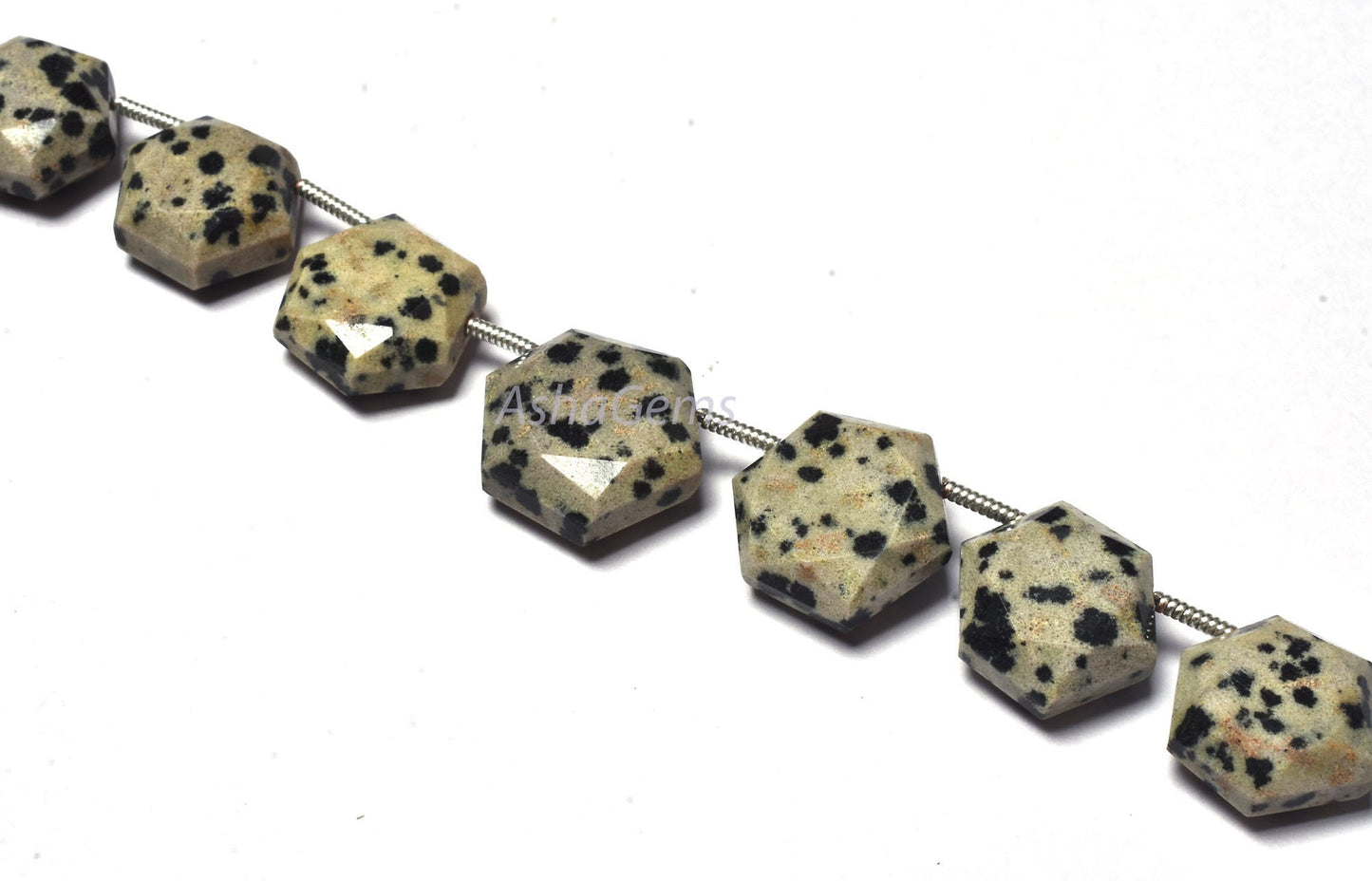 Beautiful Dalmation Jasper Fancy Hexagon Shape Beads,15 Pc Strand Natural Dalmation Jasper Faceted 6 Corner Gemstone beads, Jasper Beads