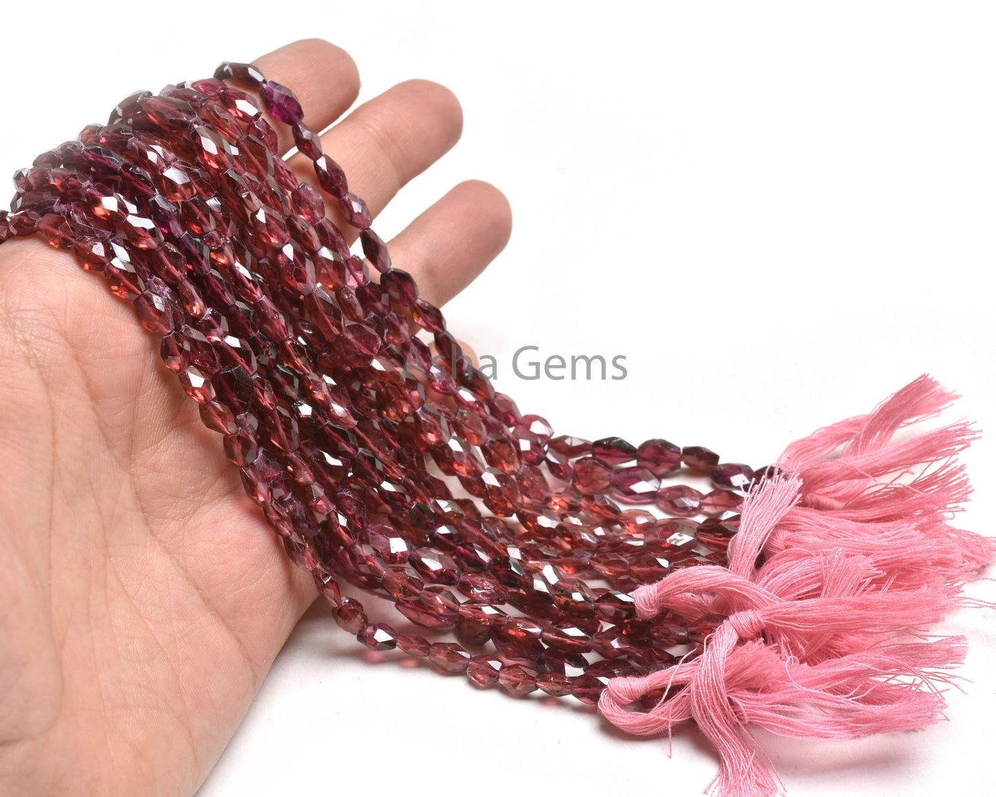 Fine Pink Garnet faceted Indian Cut Oval Handmade Gemstone beads, Natural Garnet Oval Briolette Hand cut Straight Drill bead Jewelry Crafts