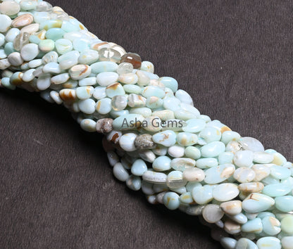 Beautiful Sky Blue Boulder Opal Smooth Nugget Gemstone Loose Beads,7-12mm Shaded Opal Handmade Uneven Tumble Beads Jewelry Making Craft SALE (AG 22286)