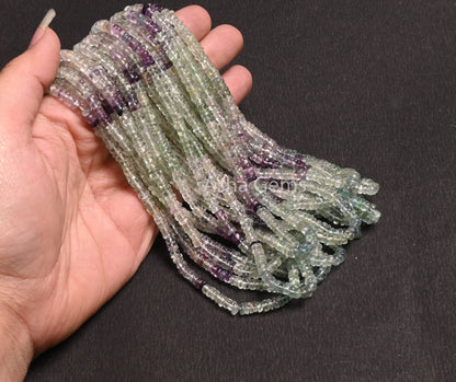 4.5mm Shaded Fluorite Smooth Heishi Tyre Gemstone Beads,8/16" Strand AAA Natural multi Fluorite Handmade Flat Wheel Bead Jewelry Making SALE