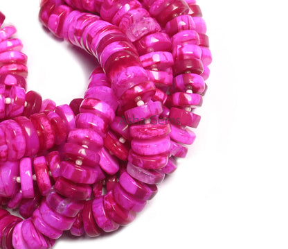 Beautiful Queen Pink Opal Smooth Tyre Beads,8" Strand Hot Pink Opal Plain Handmade Flat Tyre Gemstone Bead, Opal Beads Necklace Jewelry SALE