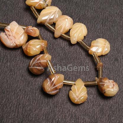 Natural Bio Opal Carving Pears Handmade beads,8" Shaded Yellow Opal carved Pears Uneven shape Carve Gemstone Opal beads Jewelry making Craft